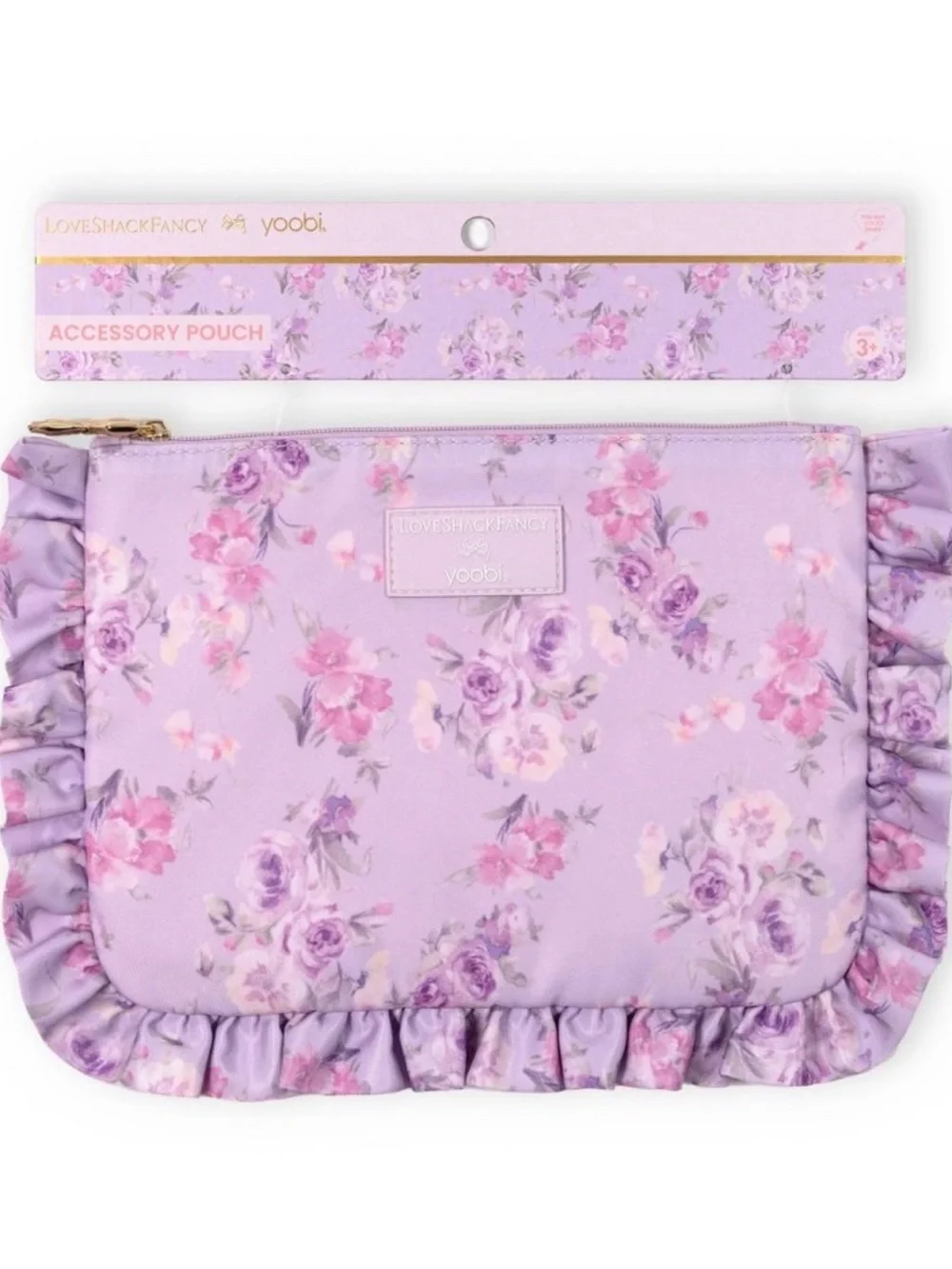Love shack fancy target Yoobi Purple Floral Ruffle Accessory Pouch